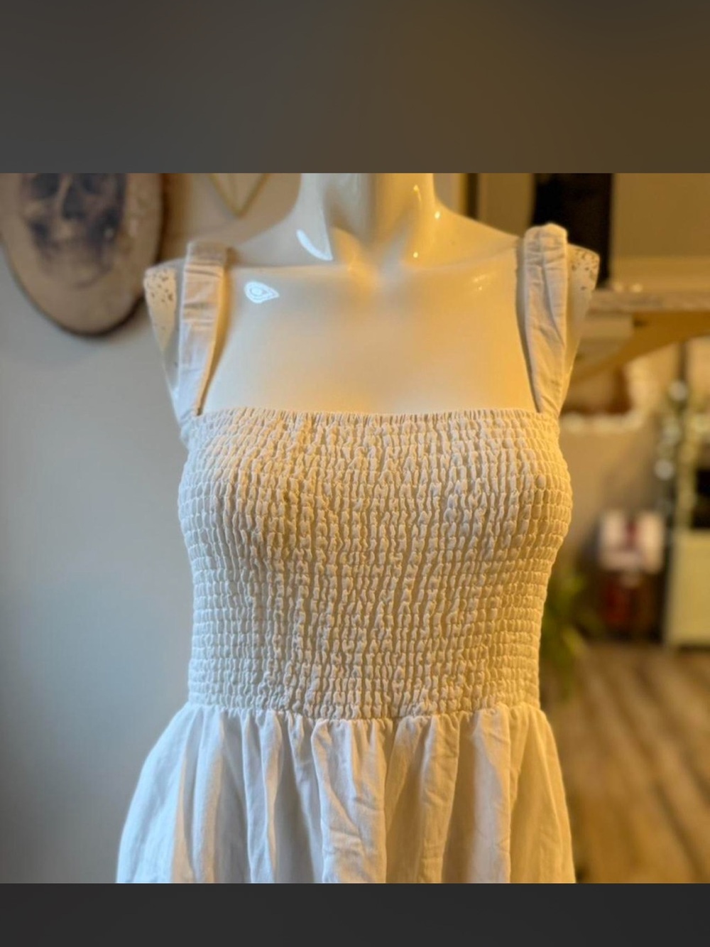 Sweet Wanderer White Smocked Mini Dress with Ruffled Straps
